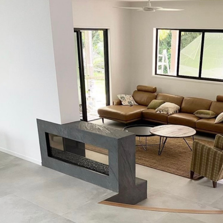 Split Stone Venetian Plaster Fireplace