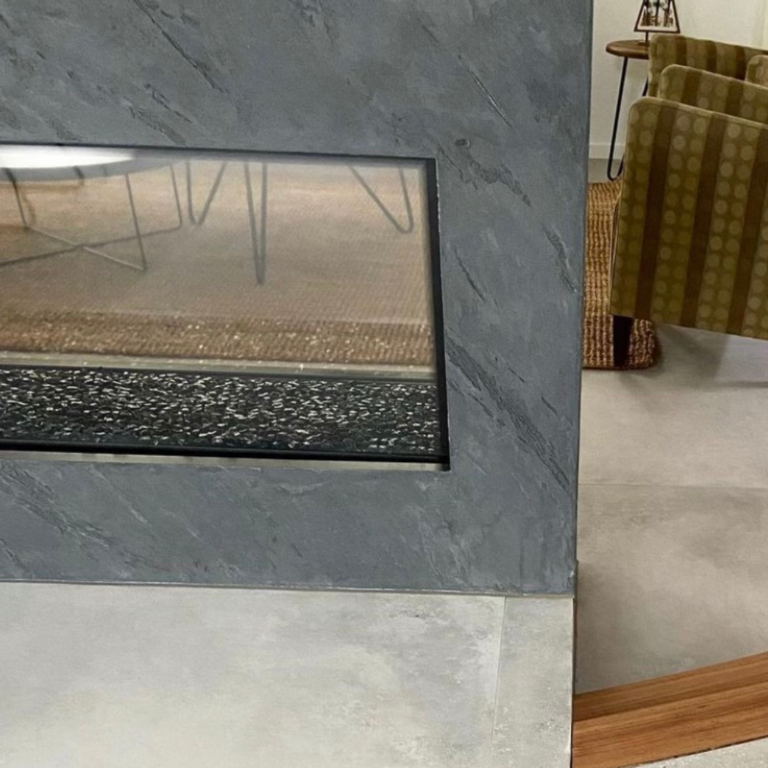Split Stone Venetian Plaster Sunshine Coast fireplace
